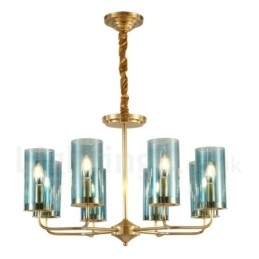 8 Ljus Retro Rustik Lyx Mässing Pendel Lampa Ljuskrona Med Glasskärm