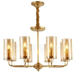8 Ljus Retro Rustik Lyx Mässing Pendel Lampa Ljuskrona Med Glasskärm
