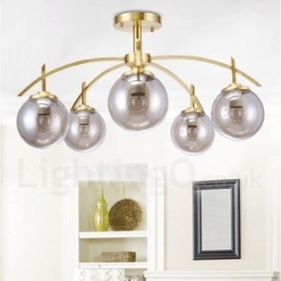 8 Ljus Retro Rustik Lyx Mässing Pendel Lampa Ljuskrona Med Glasskärm