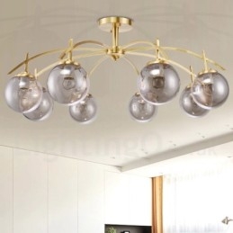8 Ljus Retro Rustik Lyx Mässing Pendel Lampa Ljuskrona Med Glasskärm