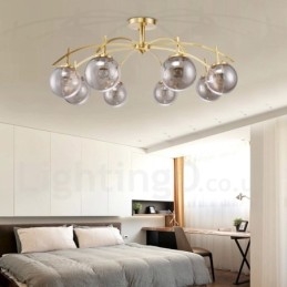 8 Ljus Retro Rustik Lyx Mässing Pendel Lampa Ljuskrona Med Glasskärm