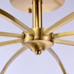 8 Ljus Retro Rustik Lyx Mässing Pendel Lampa Ljuskrona Med Glasskärm