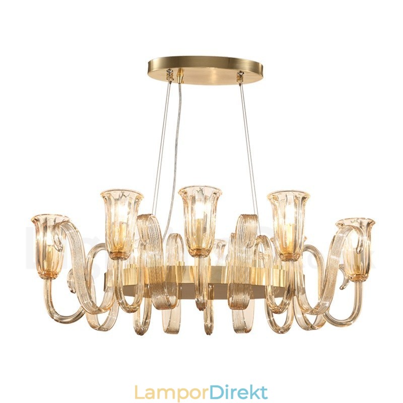 8 Ljus Retro Rustik Lyx Taklampa I Aluminiumlegering Ljuskrona Med Glasskärm