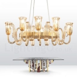 8 Ljus Retro Rustik Lyx Taklampa I Aluminiumlegering Ljuskrona Med Glasskärm