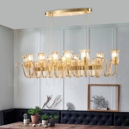 12 Ljus Retro Rustik Lyx Taklampa I Aluminiumlegering Ljuskrona Med Glasskärm
