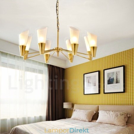 8 Ljus Retro Rustik Lyx Mässing Pendel Lampa Ljuskrona Med Glasskärm 8 Ljus Retro Rustik Lyx Mässing Pendel Lampa Ljuskrona Med Glasskärm