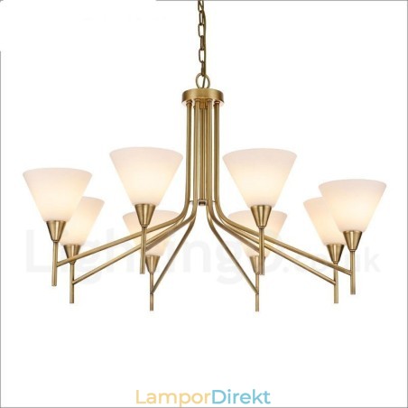 8 Ljus Retro Rustik Lyx Mässing Pendel Lampa Ljuskrona Med Glasskärm 8 Ljus Retro Rustik Lyx Mässing Pendel Lampa Ljuskrona Med Glasskärm