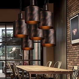 Ljuskrona Rustic Lodge Drum Metal Pendel Light