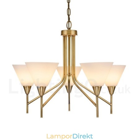 5 Ljus Retro Rustik Lyx Mässing Pendel Ljuskrona Med Glasskärm 5 Ljus Retro Rustik Lyx Mässing Pendel Ljuskrona Med Glasskärm