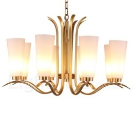 8 Ljus Retro Rustik Lyx Mässing Pendel Lampa Ljuskrona Med Glasskärm