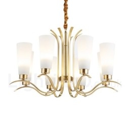 8 Ljus Retro Rustik Lyx Mässing Pendel Lampa Ljuskrona Med Glasskärm