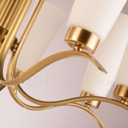 8 Ljus Retro Rustik Lyx Mässing Pendel Lampa Ljuskrona Med Glasskärm