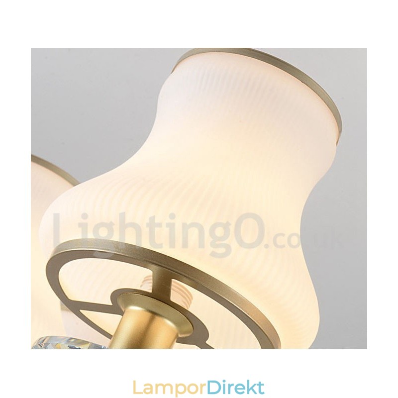 8 Ljus Retro Rustik Lyx Crystal Pendel Lampa Ljuskrona Med Glasskärm