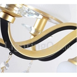 8 Ljus Retro Rustik Lyx Crystal Pendel Lampa Ljuskrona Med Glasskärm