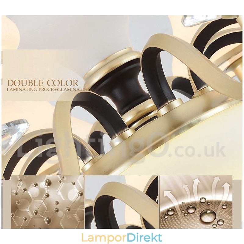 8 Ljus Retro Rustik Lyx Crystal Pendel Lampa Ljuskrona Med Glasskärm