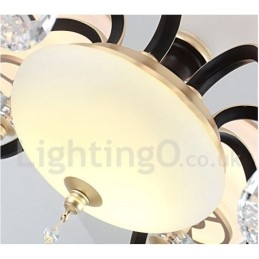 8 Ljus Retro Rustik Lyx Crystal Pendel Lampa Ljuskrona Med Glasskärm