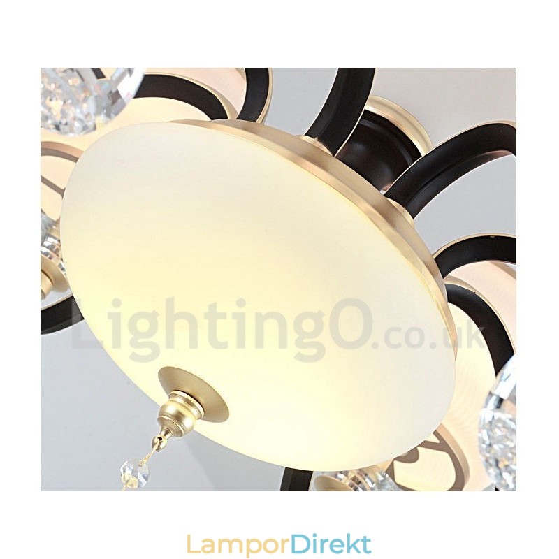 8 Ljus Retro Rustik Lyx Crystal Pendel Lampa Ljuskrona Med Glasskärm