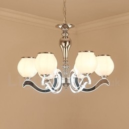 6 Ljus Modern Contemporary Luxury Pendel Lampa Ljuskrona Med Glasskärm