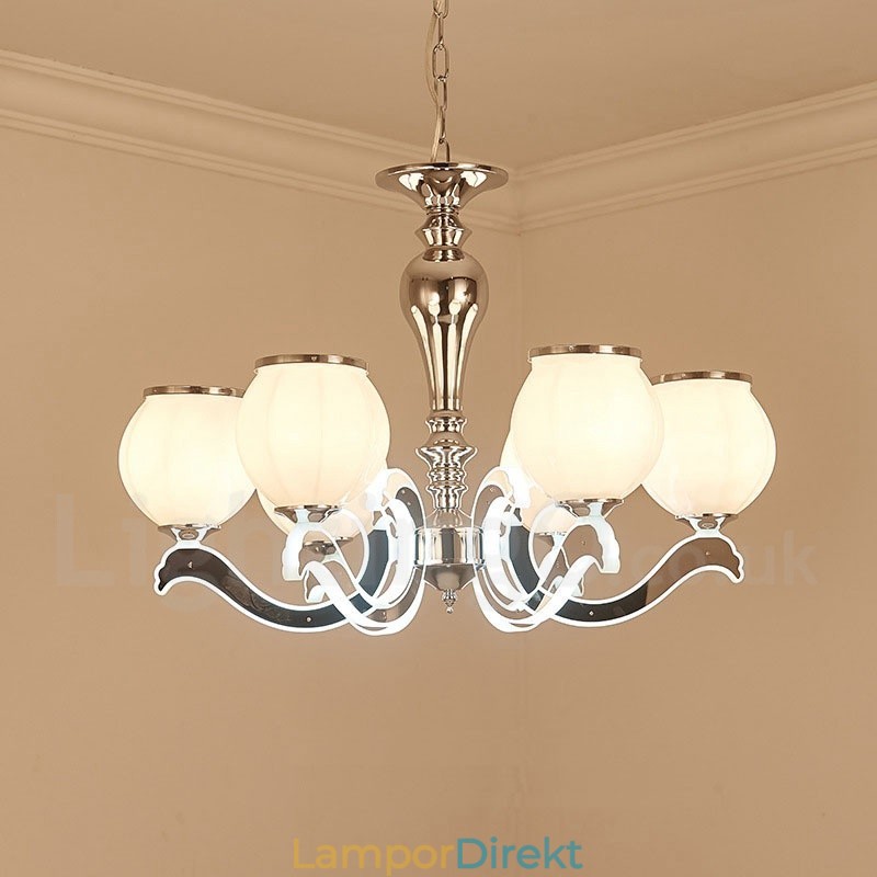 6 Ljus Modern Contemporary Luxury Pendel Lampa Ljuskrona Med Glasskärm