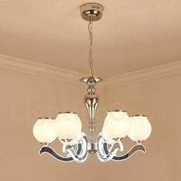 6 Ljus Modern Contemporary Luxury Pendel Lampa Ljuskrona Med Glasskärm