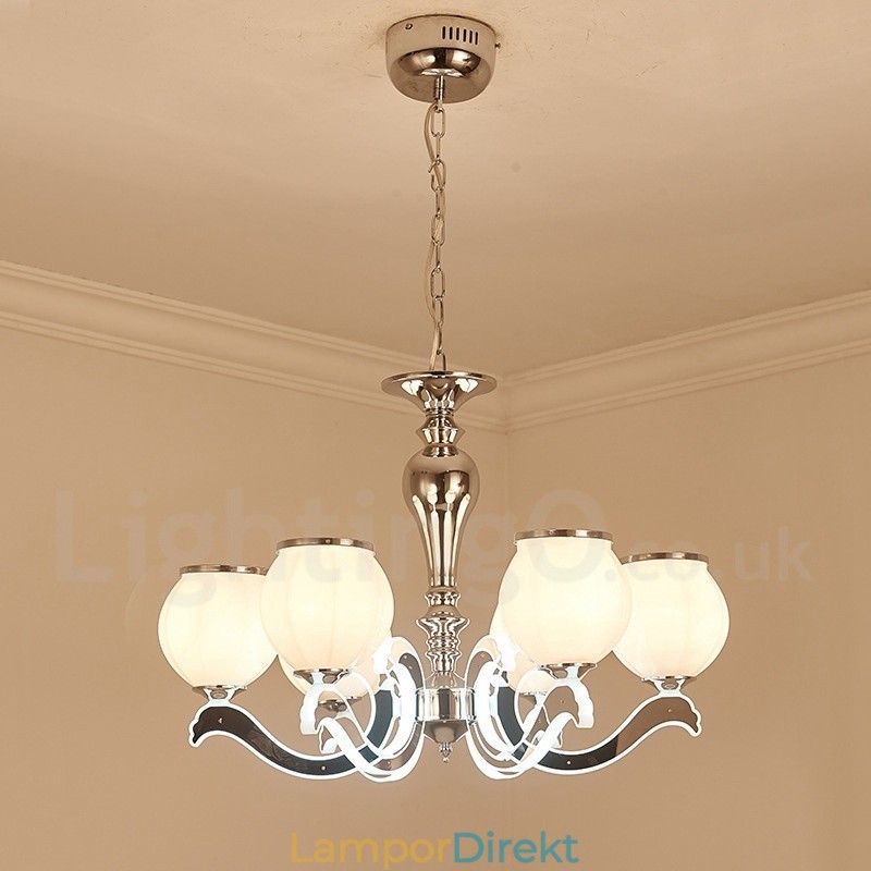 6 Ljus Modern Contemporary Luxury Pendel Lampa Ljuskrona Med Glasskärm