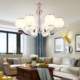 6 Ljus Modern Contemporary Luxury Pendel Lampa Ljuskrona Med Glasskärm