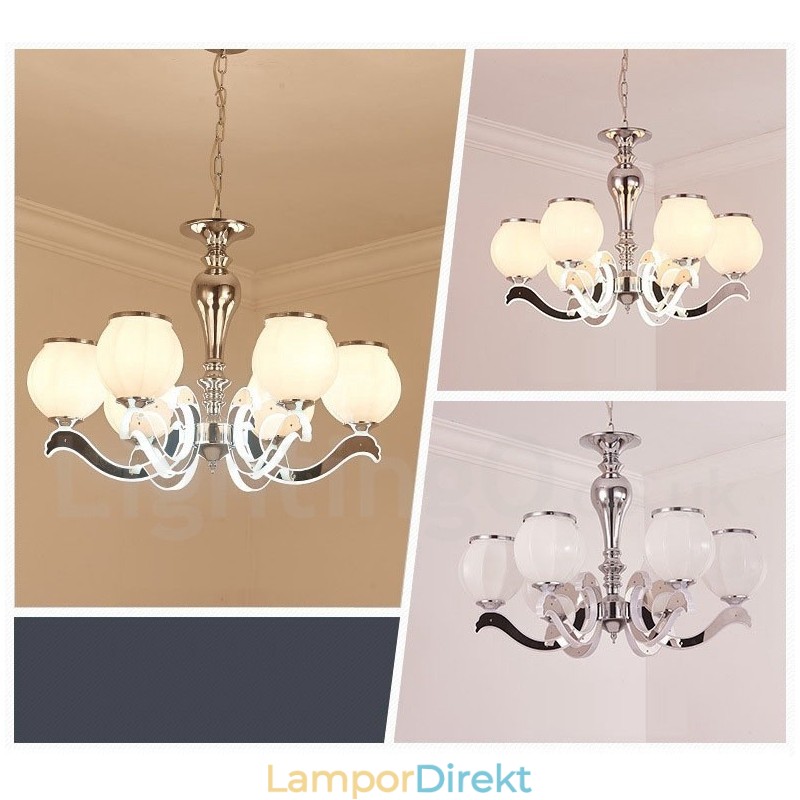 6 Ljus Modern Contemporary Luxury Pendel Lampa Ljuskrona Med Glasskärm