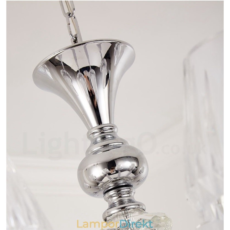 Retro Rustik Lyx Kristall Pendel Ljuskrona Med Glasskärm