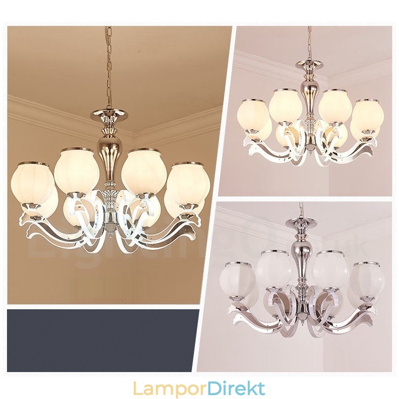 8 Ljus Modern Contemporary Luxury Pendel Lampa Ljuskrona Med Glasskärm
