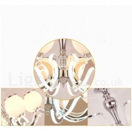 8 Ljus Modern Contemporary Luxury Pendel Lampa Ljuskrona Med Glasskärm