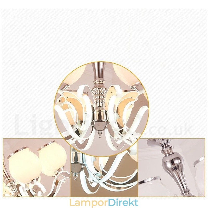 8 Ljus Modern Contemporary Luxury Pendel Lampa Ljuskrona Med Glasskärm