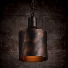 Ljuskrona Rustic Lodge Drum Metal Pendel Light