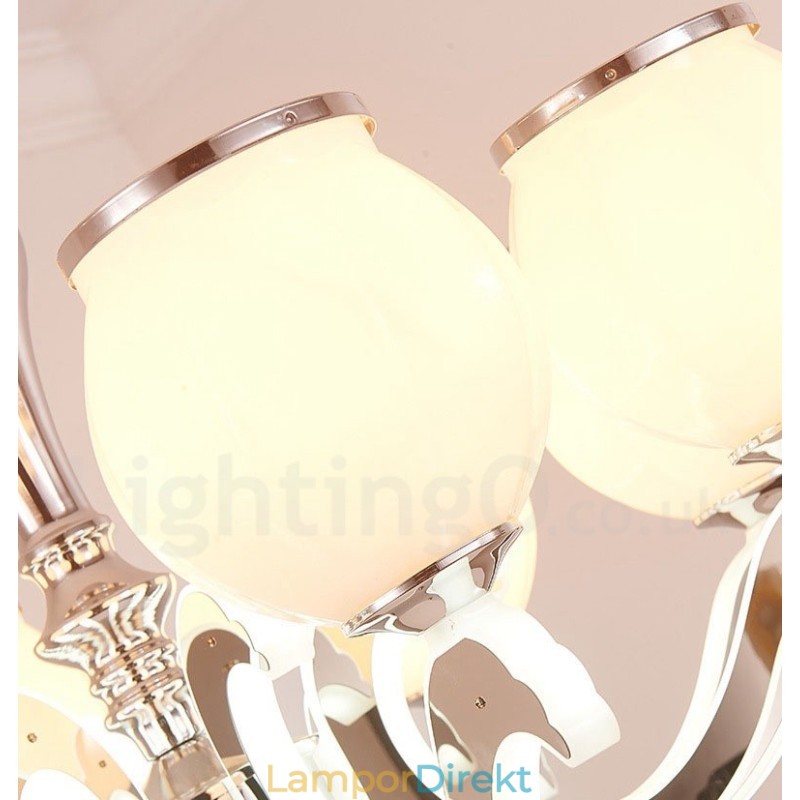 8 Ljus Modern Contemporary Luxury Pendel Lampa Ljuskrona Med Glasskärm