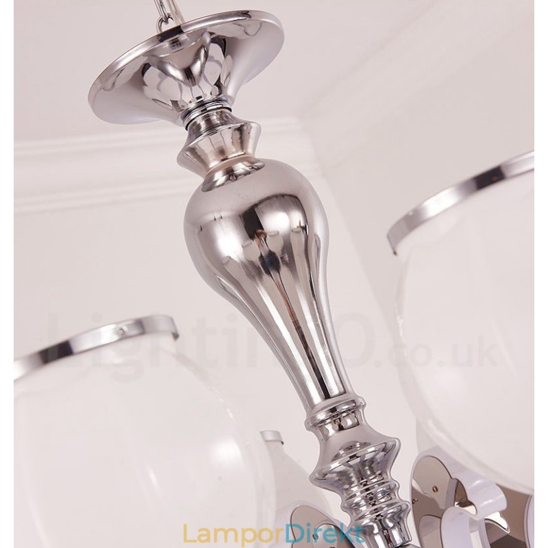 8 Ljus Modern Contemporary Luxury Pendel Lampa Ljuskrona Med Glasskärm
