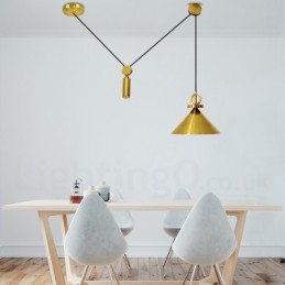 Ren Koppar Modern Samtida Nordisk Stil Uppgång Och Fall Pendellampa Mässing Taklampa