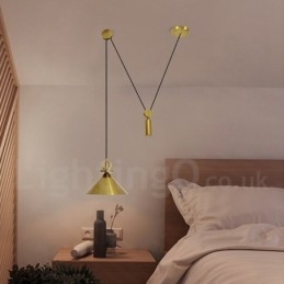 Ren Koppar Modern Samtida Nordisk Stil Uppgång Och Fall Pendellampa Mässing Taklampa