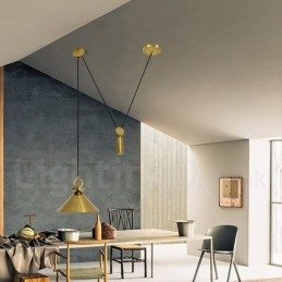 Ren Koppar Modern Samtida Nordisk Stil Uppgång Och Fall Pendellampa Mässing Taklampa