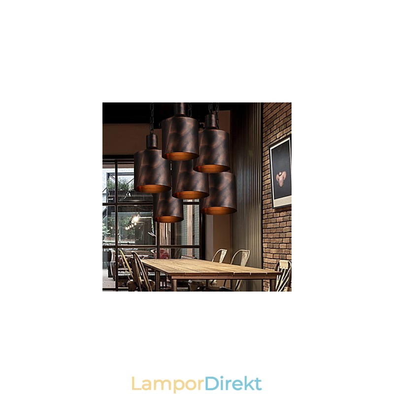 Ljuskrona Rustic Lodge Drum Metal Pendel Light