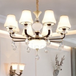 Modern Och Modern Retro Lyxig Kristallhängande Lampa Ljuskrona Med Glasskärm