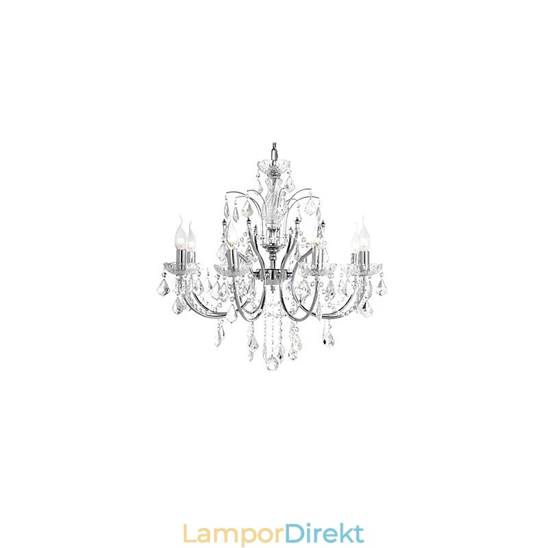 Elegant Kristallkrona Med 8 Lampor