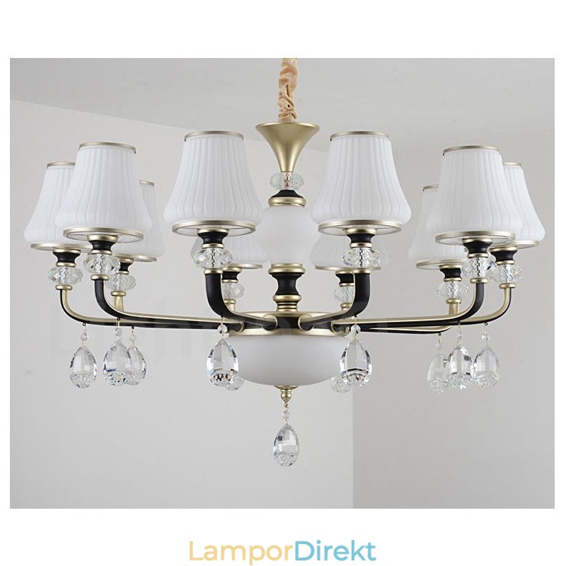 Modern Och Modern Retro Lyxig Kristallhängande Lampa Ljuskrona Med Glasskärm
