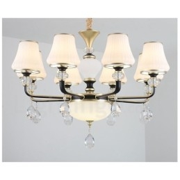Modern Och Modern Retro Lyxig Kristallhängande Lampa Ljuskrona Med Glasskärm