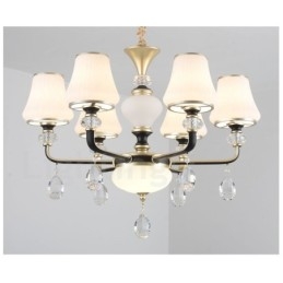 Modern Och Modern Retro Lyxig Kristallhängande Lampa Ljuskrona Med Glasskärm