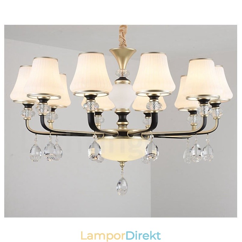 Modern Och Modern Retro Lyxig Kristallhängande Lampa Ljuskrona Med Glasskärm
