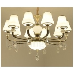 Modern Och Modern Retro Lyxig Kristallhängande Lampa Ljuskrona Med Glasskärm