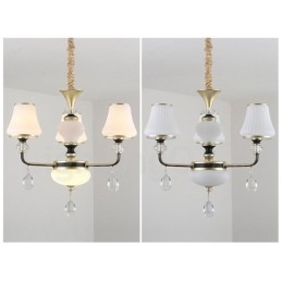 Modern Och Modern Retro Lyxig Kristallhängande Lampa Ljuskrona Med Glasskärm