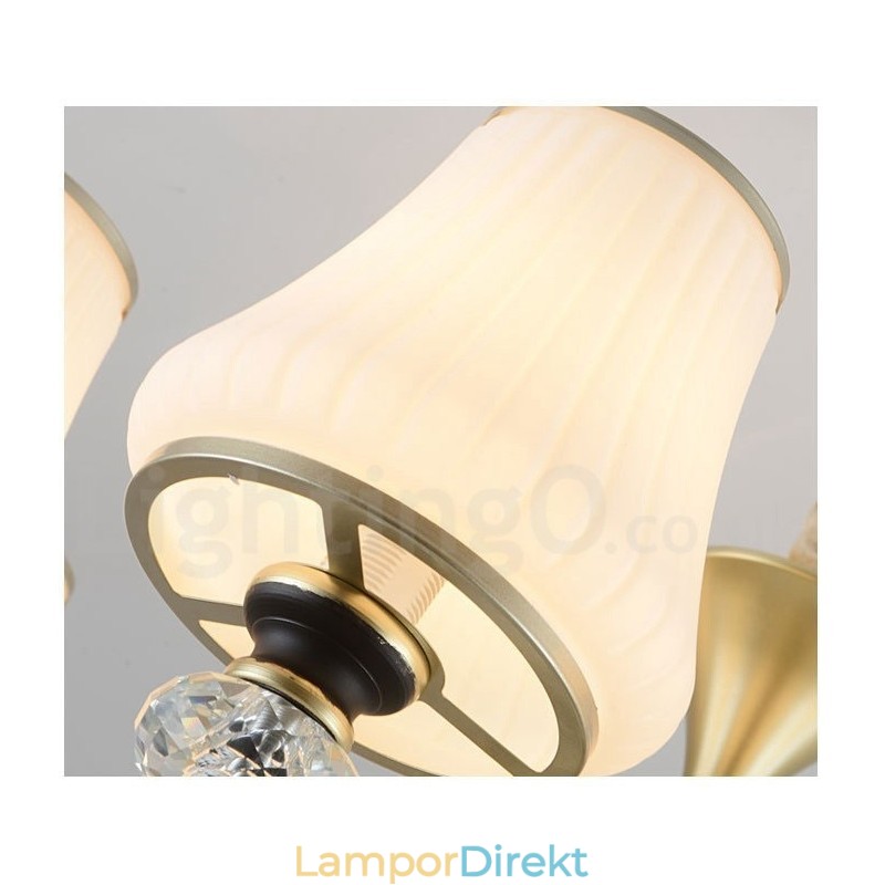 Modern Och Modern Retro Lyxig Kristallhängande Lampa Ljuskrona Med Glasskärm