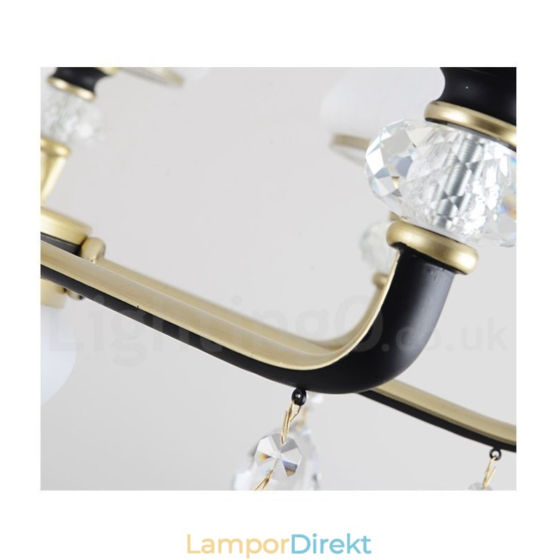 Modern Och Modern Retro Lyxig Kristallhängande Lampa Ljuskrona Med Glasskärm