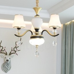 Modern Och Modern Retro Lyxig Kristallhängande Lampa Ljuskrona Med Glasskärm