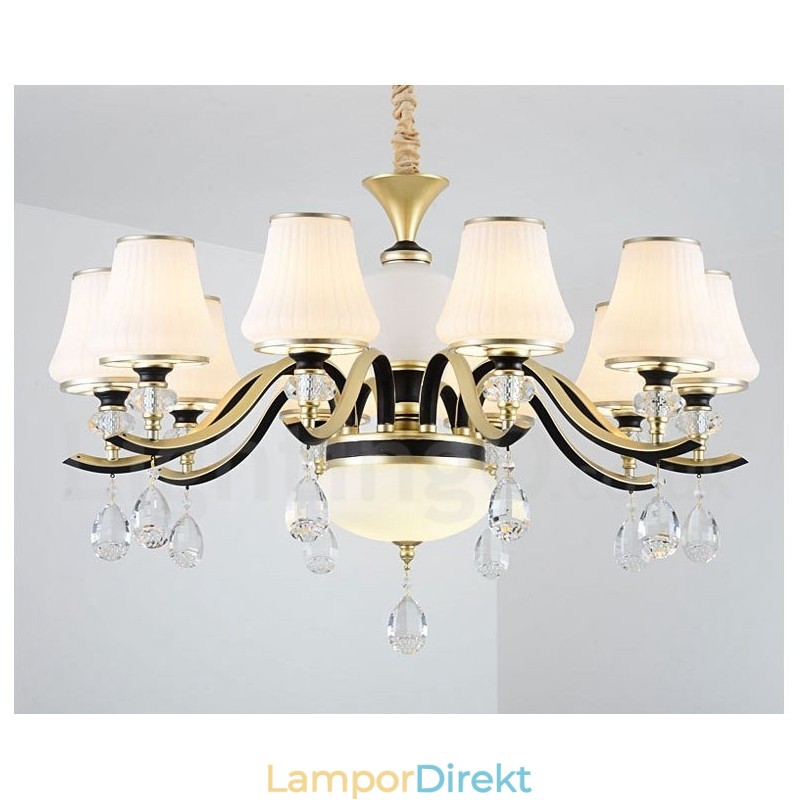 Modern Och Modern Retro Lyxig Kristallhängande Lampa Ljuskrona Med Glasskärm